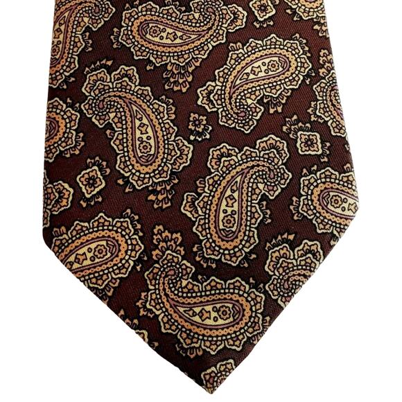 Wembley Tie Brown Men's 56 x 3.5 Paisley Black Label Grandpacore GorpCore - Picture 1 of 2